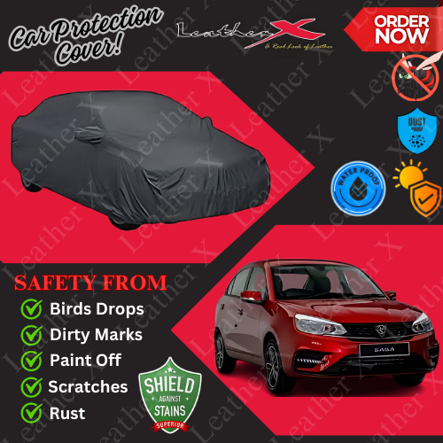 Proton Saga PVC Cotton Inner Car Cover – Waterproof Car Body Cover with Soft Cotton Lining for Dust, Sun & Scratch Protection